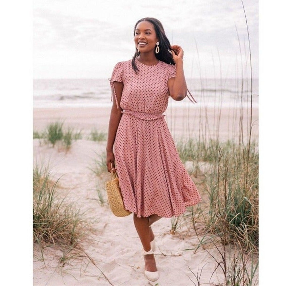 Gal Meets Glam - Corrine pink polka dot dress - Size 6P